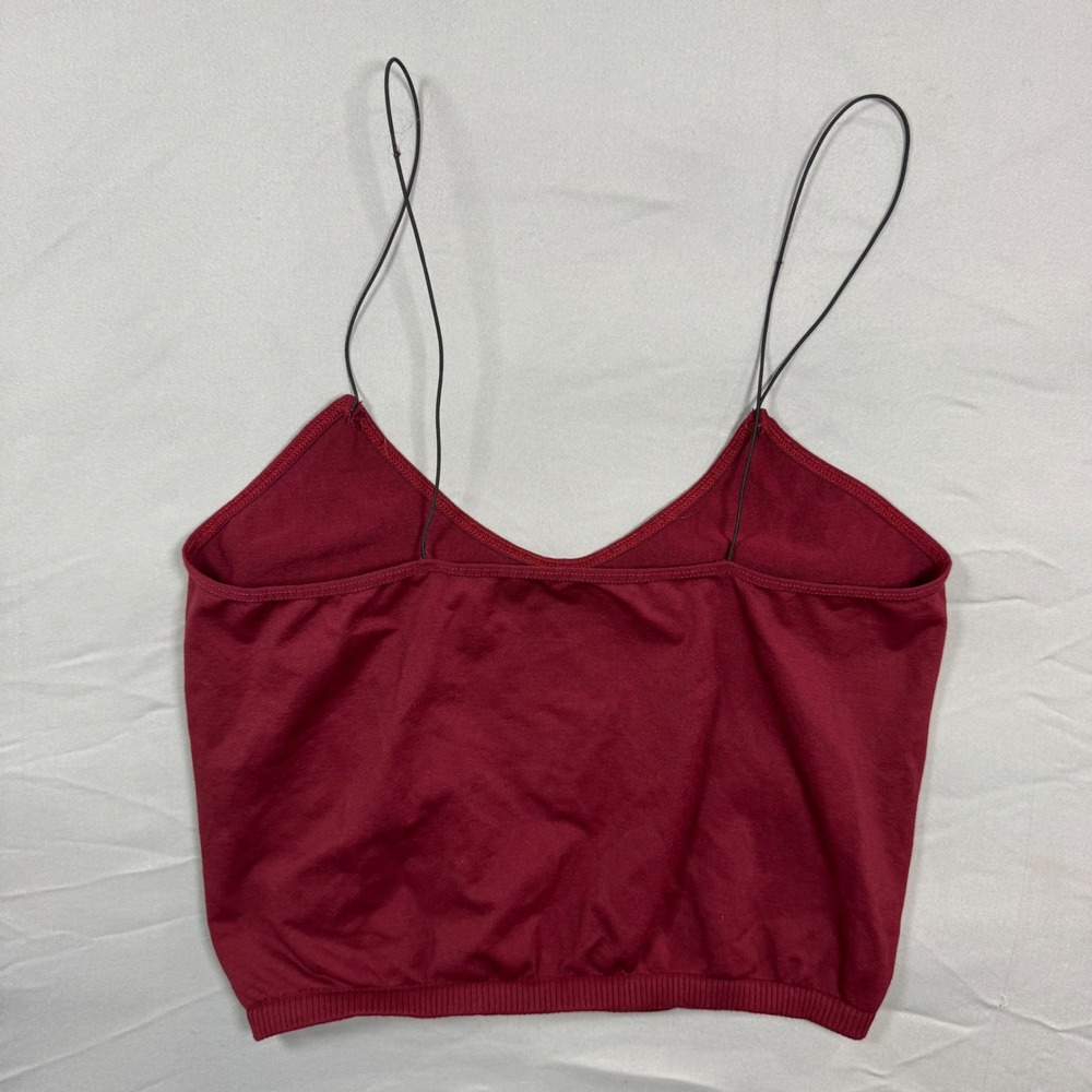 Intimately Free People Brami Cami Tank Top Burgundy Cropped M/L Skinny Strap - Picture 2 of 5